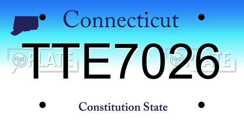 TTE7026 Connecticut License Plate