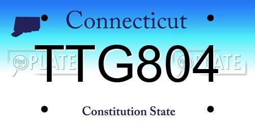 TTG804 Connecticut License Plate