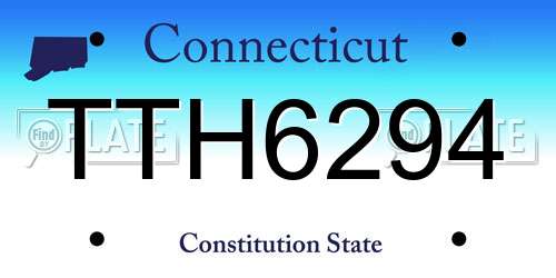 TTH6294 Connecticut License Plate