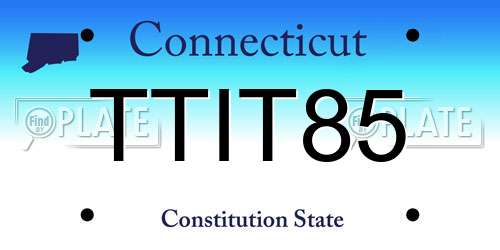 TTIT85 Connecticut License Plate