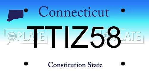 TTIZ58 Connecticut License Plate