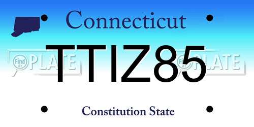 TTIZ85 Connecticut License Plate
