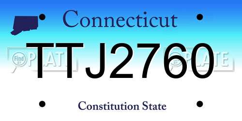 TTJ2760 Connecticut License Plate