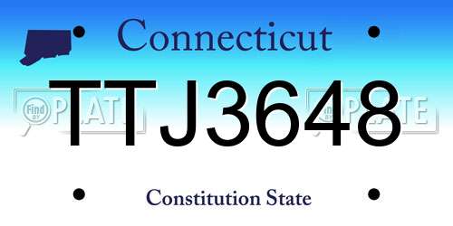 TTJ3648 Connecticut License Plate