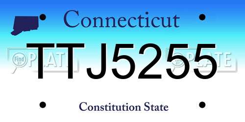 TTJ5255 Connecticut License Plate