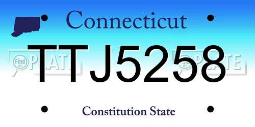 TTJ5258 Connecticut License Plate