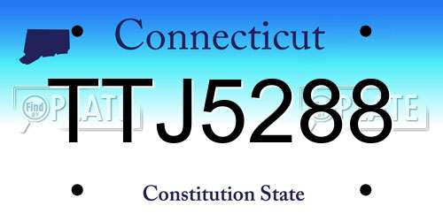 TTJ5288 Connecticut License Plate
