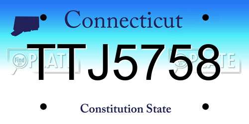TTJ5758 Connecticut License Plate
