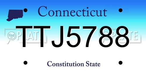 TTJ5788 Connecticut License Plate