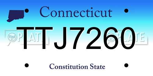 TTJ7260 Connecticut License Plate