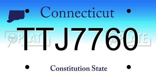 TTJ7760 Connecticut License Plate
