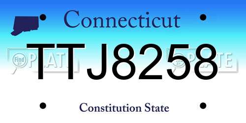 TTJ8258 Connecticut License Plate