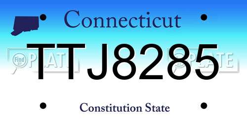 TTJ8285 Connecticut License Plate