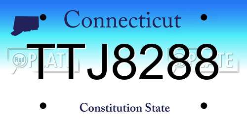 TTJ8288 Connecticut License Plate