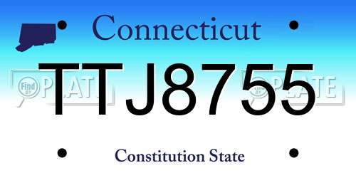 TTJ8755 Connecticut License Plate