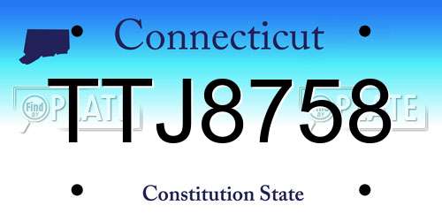 TTJ8758 Connecticut License Plate