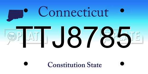 TTJ8785 Connecticut License Plate