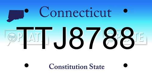 TTJ8788 Connecticut License Plate