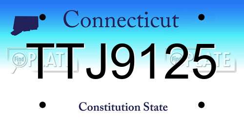 TTJ9125 Connecticut License Plate