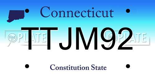 TTJM92 Connecticut License Plate