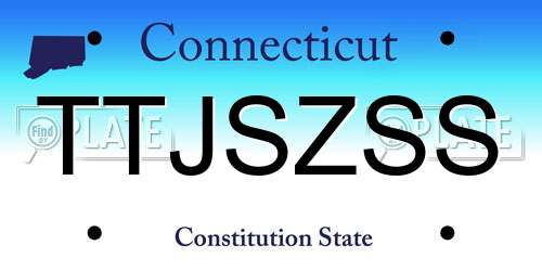 TTJSZSS Connecticut License Plate