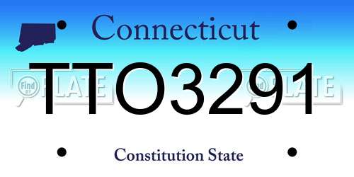 TTO3291 Connecticut License Plate