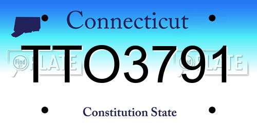 TTO3791 Connecticut License Plate