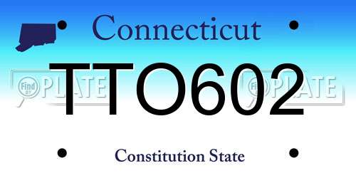 TTO602 Connecticut License Plate