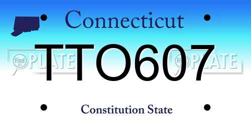 TTO607 Connecticut License Plate