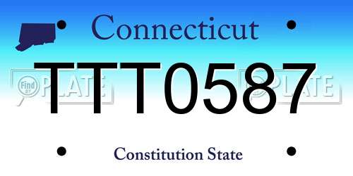 TTT0587 Connecticut License Plate
