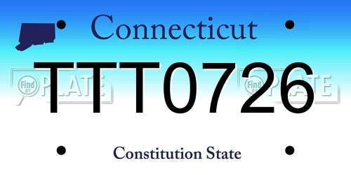 TTT0726 Connecticut License Plate