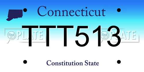 TTT513 Connecticut License Plate