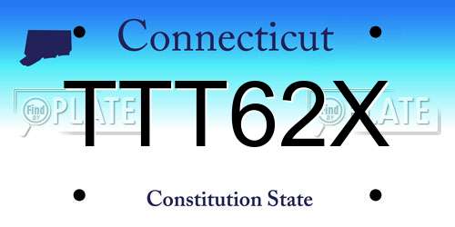 TTT62X Connecticut License Plate