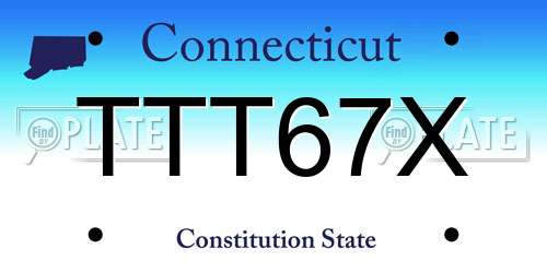 TTT67X Connecticut License Plate