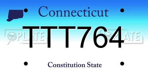 TTT764 Connecticut License Plate