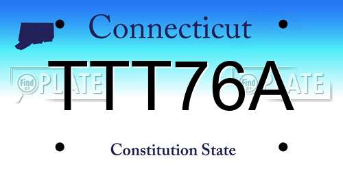 TTT76A Connecticut License Plate
