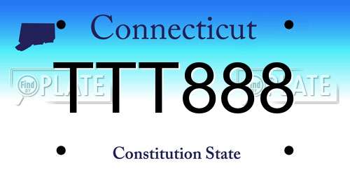 TTT888 Connecticut License Plate