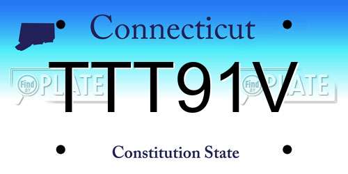 TTT91V Connecticut License Plate