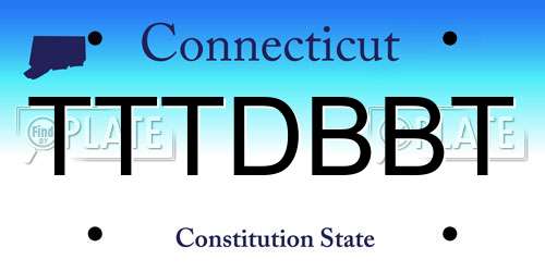 TTTDBBT Connecticut License Plate