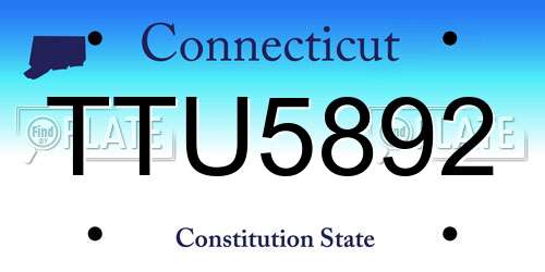 TTU5892 Connecticut License Plate