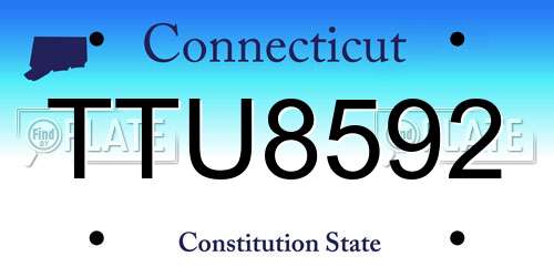 TTU8592 Connecticut License Plate
