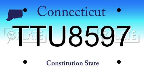 TTU8597 Connecticut License Plate