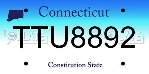 TTU8892 Connecticut License Plate