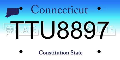 TTU8897 Connecticut License Plate