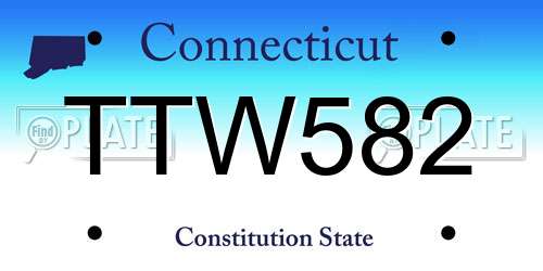 TTW582 Connecticut License Plate