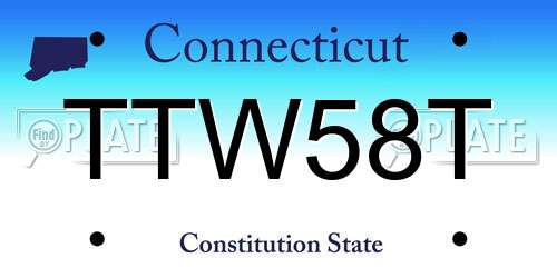 TTW58T Connecticut License Plate