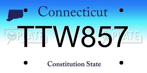 TTW857 Connecticut License Plate