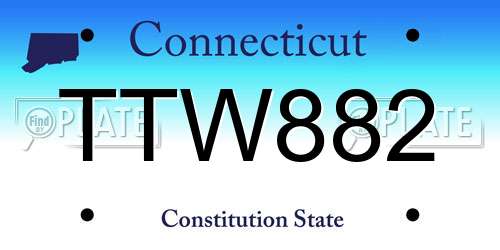 TTW882 Connecticut License Plate
