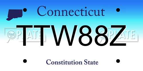 TTW88Z Connecticut License Plate