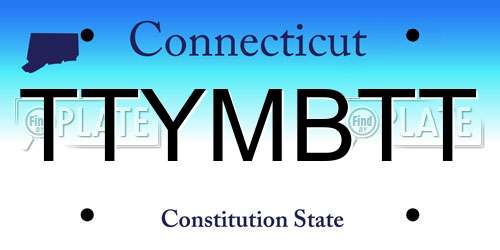 TTYMBTT Connecticut License Plate